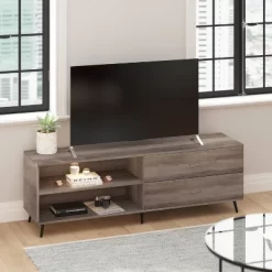 65" June Mid-Century Modern TV Stand For TVs Up To 65" With Adjustable Shelf Walnut - Taylor & Logan