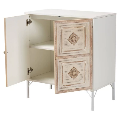 Favian Two-Tone Wood And Metal 2 Door Sideboard Dining Cabinet White/Weathered Brown - Baxton Studio - Image 2
