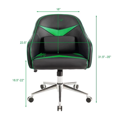 Costway Office Chair Task Desk Swivel Adjustable Height W/ Massage Lumbar Support BlueGreen