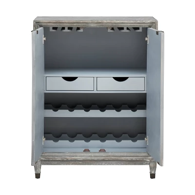 Gray Forest 2 Door Wine Cabinet Gray White Washed - Treasure Trove Accents - Image 3