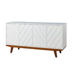 Joscha 60'' Wide Sideboard Cabinet With Solid Wood Legs| KARAT HOME-White