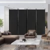 Costway 4-Panel Folding Room Divider 6FT Rolling Privacy Screen With Lockable Wheels Black/Brown/Grey/White
