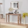 40" Woodstock Acacia Wood With Metal Inset Media Console Table Brushed Driftwood - Alaterre Furniture