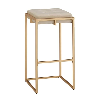 29" Set Of 2 Ervyn Gold Finish Velvet Button Tufted Bar Height Chairs - Inspire Q - Image 2