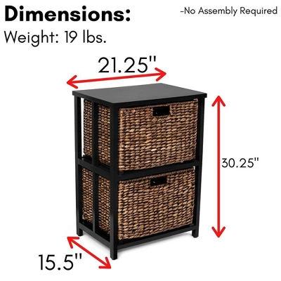 BirdRock Home 2 Tiered Hanging File Cubby With Wood Top - Brown Wash