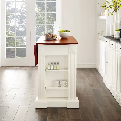Drop Leaf Breakfast Bar Top Kitchen Island - White - Crosley - Image 11