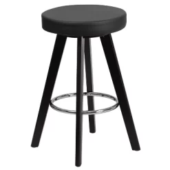 Flash Furniture Trenton Series 24'' High Contemporary Vinyl Counter Height Stool With Cappuccino Wood Frame