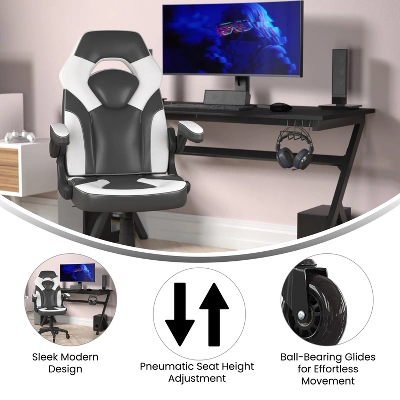 Flash Furniture X10 Gaming Chair Racing Office Computer PC Adjustable Chair With Flip-up Arms And Transparent Roller Wheels - Image 4