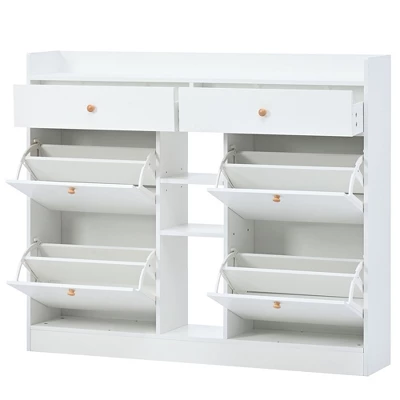 Modern Multifunctional Shoe Cabinet With 4 Turnover Drawers - ModernLuxe - Image 4