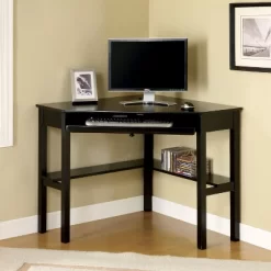 Erona Modern Corner Computer Desk Black - MiBasics