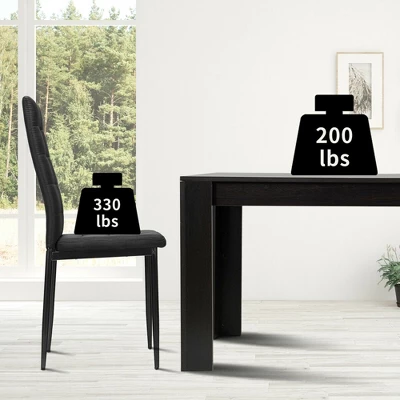 Costway 5pcs Dining Set Wood Table And 4 Fabric Chairs Home Kitchen Modern - Image 7