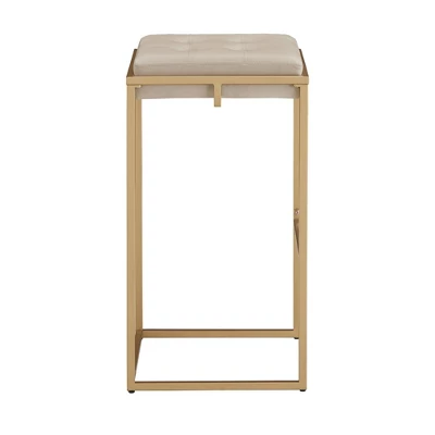 29" Set Of 2 Ervyn Gold Finish Velvet Button Tufted Bar Height Chairs - Inspire Q - Image 4