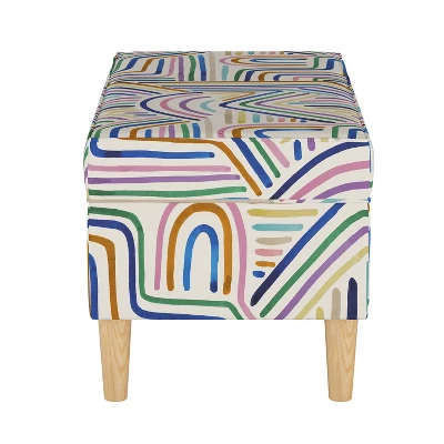 Storage Bench Rainbow Strokes Ochre - Skyline Furniture - Image 2