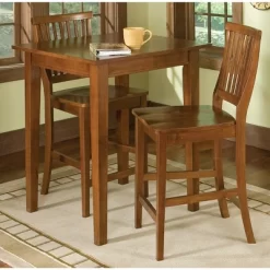 3pc Bistro Counter Height Dining Sets With 2 Stools Wood/Natural - Home Styles