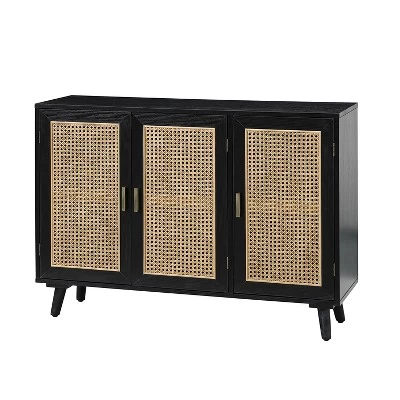 Filippo 3-Door Accent Contemporary Storage Cabinet With Rattan| KARAT HOME - Image 11