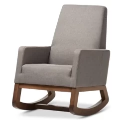 Yashiya Mid - Century Retro Modern Fabric Upholstered Rocking Chair - Baxton Studio