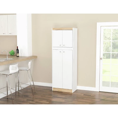 4 Doors Kitchen Storage Cabinet White/Oak - Inval