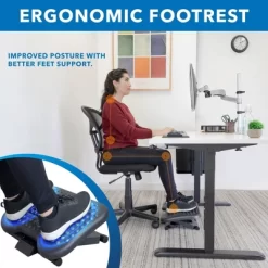 Mount-It! Under Desk Office Footrest With 3-Level Height Adjustment And Rolling Massaging Surface | 17 X 13 Inches