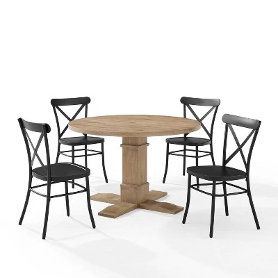5pc Joanna Round Dining Set With 4 Camille Chairs Matte Black - Crosley - Image 5