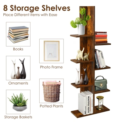 Tangkula Modern Multi-Layer Bookshelf Floor Standing Bookcase W/Anti-fall Device Storage Rack For Home Office Rustic - Image 7