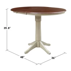 36" Magnolia Round Top Counter Height Dining Table With 12" Leaf - International Concepts