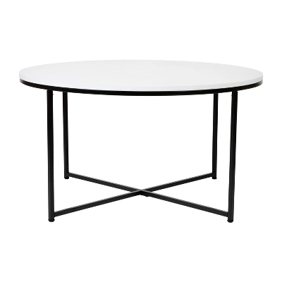 Merrick Lane Round Coffee Table Set - 3 Piece Coffee Table Set With Crisscross Frame - Coffee Table & 2 End Tables - Image 3