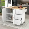 52.7 In. W Mobile Kitchen Island With Drop Leaf Wood Top, Spice Rack And Locking Wheels-ModernLuxe