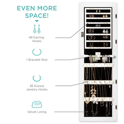 Best Choice Products 6-Tier Standing Mirror Lockable Storage Organizer Cabinet Armoire W/ LED Lights - Image 2