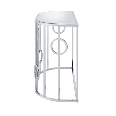 Oakmonte Mirrored Semi Circle Sofa Table Chrome - HOMES: Inside + Out - Image 5