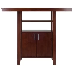 Albany High Table With Cabinet Walnut - Winsome