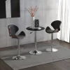 HOMCOM 25" Classic Round Adjustable Faux Leather Chrome Standing Bistro Table