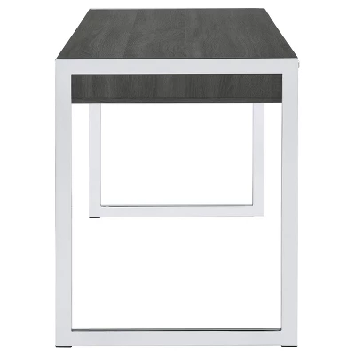 Wallice 2 Drawer Writing Desk With Chrome Base Weathered Gray - Coaster - Image 9