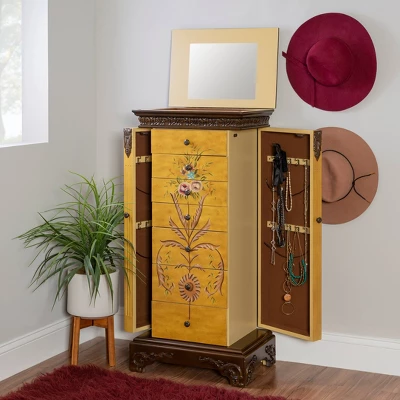 Beatrice Antique Parchment Hand Painted Jewelry Armoire - Powell Company - Image 10