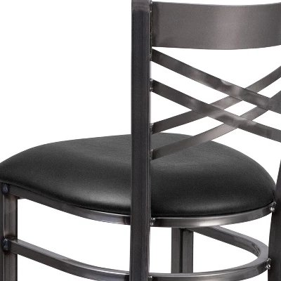 Flash Furniture Clear Coated ''X'' Back Metal Restaurant Barstool - Image 5