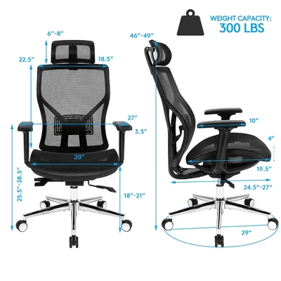 Costway Ergonomic Office Chair High-Back Mesh Chair W/Adjustable Lumbar Support - Image 4