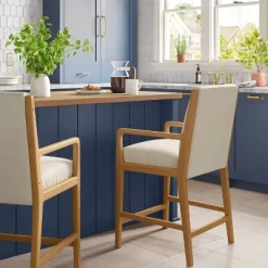 2pk Esters Wood Arm Counter Height Barstool Cream/Natural Wood - Thresholdâ˘