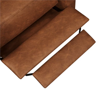 Yaheetech Faux Leather Recliner Sofa With Pocket Spring Brown - Image 7