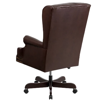 High Back Traditional LeatherSoft Tufted Executive Ergonomic Office Leather Chair Brown - Flash Furniture - Image 2