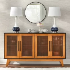 Loma Two-Tone Buffet Cabinet Black/Natural/Brown - Lifestorey