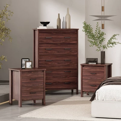 3pc Olimont Contemporary Dresser And Nightstand Set Walnut - Christopher Knight Home - Image 5