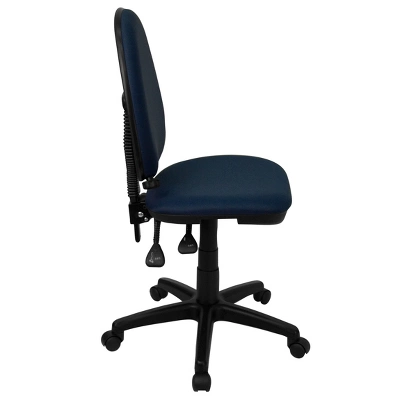 Flash Furniture Mid-Back Navy Blue Fabric Multifunction Swivel Ergonomic Task Office Chair With Adjustable Lumbar Support - Image 2