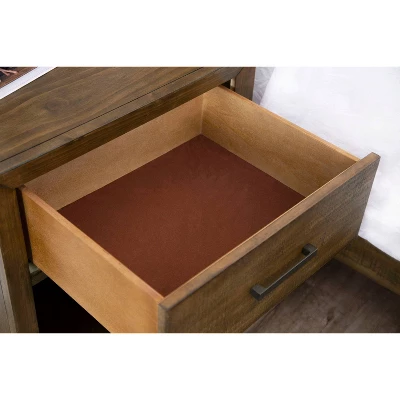 6pc Aurora Mid-Century Brown Bedroom Set With Upholstered Bed - Abbyson Living - Image 8