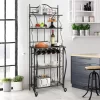 Costway 5-Tier Metal Kitchen Bakers Rack Microwave Storage Rack Oven Stand With Wine Organizer