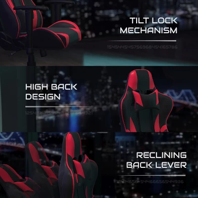 BlackArc Bravo Red Gaming Desk & Chair Set: High Back Gaming Chair With Lumbar Support & Adjustable Arms; Desk With Cupholder/Headphone Hook - Image 6