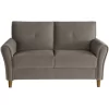 Dunleith Modern Contemporary Velvet Tufted Loveseat In Brown And Walnut - Lexicon