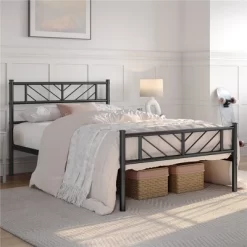 Yaheetech Metal Platform Bed With Arrow Design Headboard And Footboard