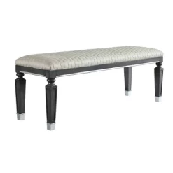 55" House Beatrice Two-Tone Ottoman Beige Fabric/Charcoal/Light Gray - Acme Furniture