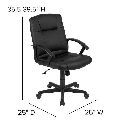 Emma And Oliver Mid-Back Black LeatherSoft-Padded Task Office Chair With Arms - Image 5