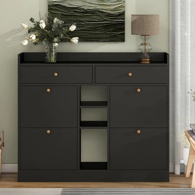 Modern Multifunctional Shoe Cabinet With 4 Turnover Drawers - ModernLuxe - Image 13