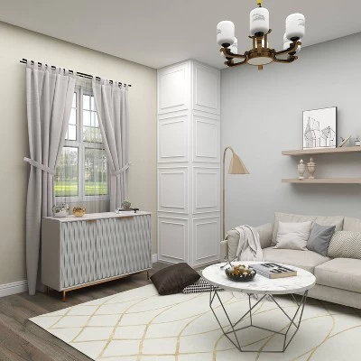 Contemporary Carved Woven Pattern Wood 3 Door Cabinet White - Olivia & May - Image 14